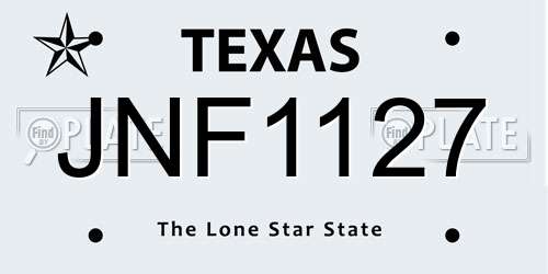 JNF1127 Texas License Plate