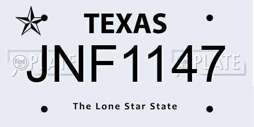 JNF1147 Texas License Plate