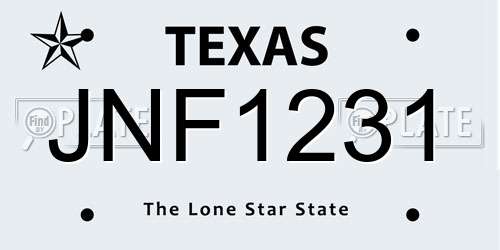 JNF1231 Texas License Plate