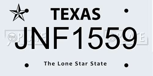 JNF1559 Texas License Plate