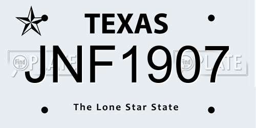 JNF1907 Texas License Plate