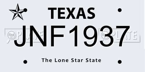 JNF1937 Texas License Plate