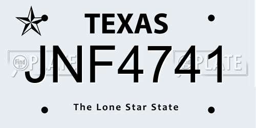 JNF4741 Texas License Plate
