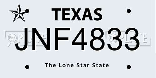 JNF4833 Texas License Plate