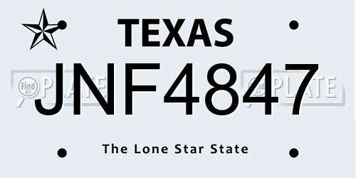 JNF4847 Texas License Plate