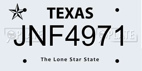 JNF4971 Texas License Plate