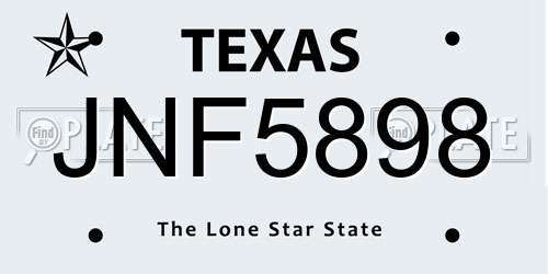 JNF5898 Texas License Plate