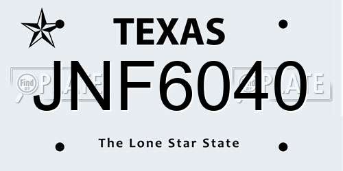 JNF6040 Texas License Plate