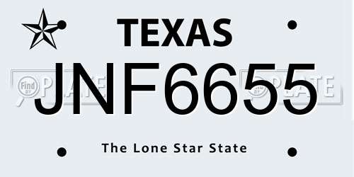 JNF6655 Texas License Plate