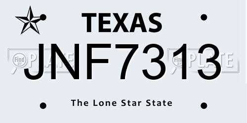 JNF7313 Texas License Plate
