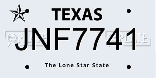 JNF7741 Texas License Plate