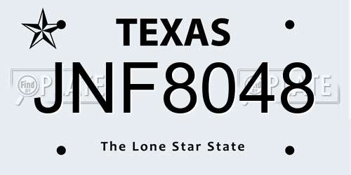 JNF8048 Texas License Plate