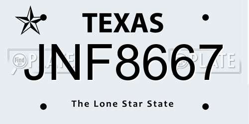 JNF8667 Texas License Plate