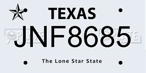 JNF8685 Texas License Plate