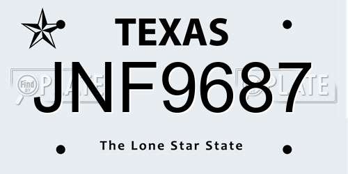 JNF9687 Texas License Plate