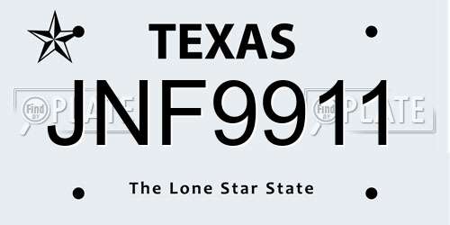 JNF9911 Texas License Plate