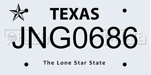 JNG0686 Texas License Plate