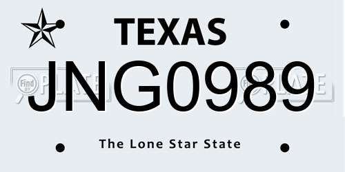 JNG0989 Texas License Plate