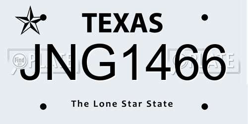JNG1466 Texas License Plate