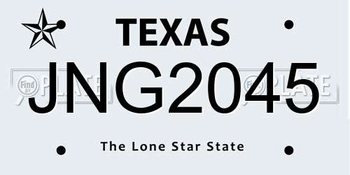 JNG2045 Texas License Plate
