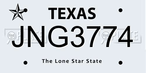 JNG3774 Texas License Plate