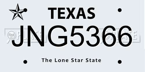 JNG5366 Texas License Plate