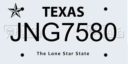 JNG7580 Texas License Plate