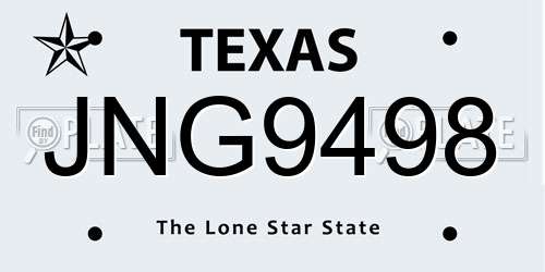 JNG9498 Texas License Plate