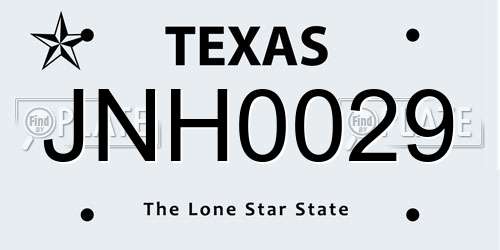 JNH0029 Texas License Plate