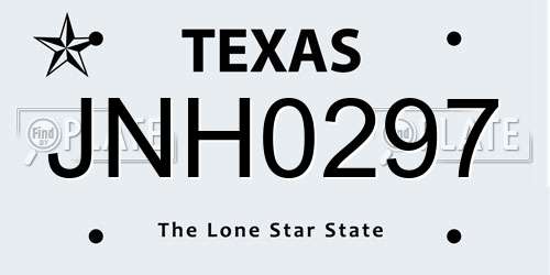 JNH0297 Texas License Plate