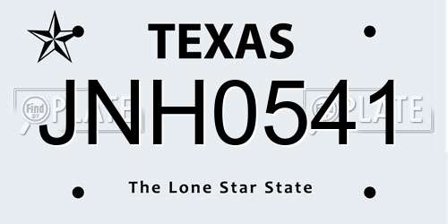 JNH0541 Texas License Plate