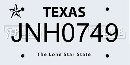 JNH0749 Texas License Plate