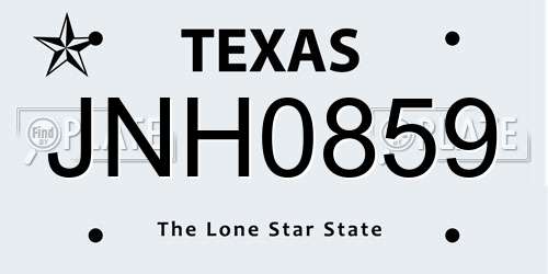 JNH0859 Texas License Plate