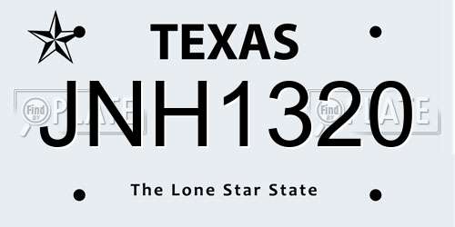 JNH1320 Texas License Plate