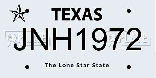 JNH1972 Texas License Plate