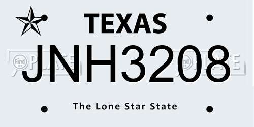 JNH3208 Texas License Plate