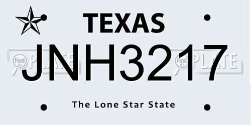 JNH3217 Texas License Plate