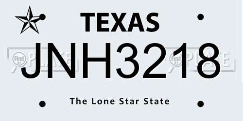 JNH3218 Texas License Plate