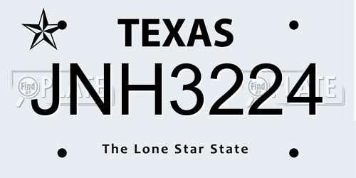 JNH3224 Texas License Plate