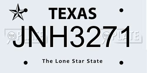 JNH3271 Texas License Plate