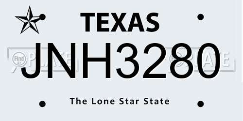 JNH3280 Texas License Plate