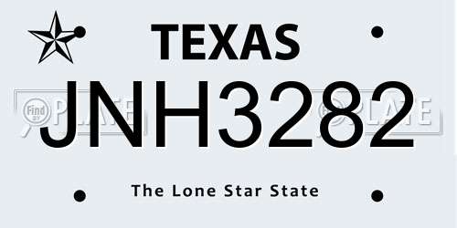 JNH3282 Texas License Plate