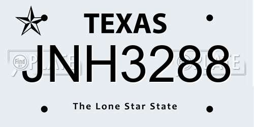 JNH3288 Texas License Plate