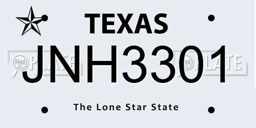 JNH3301 Texas License Plate
