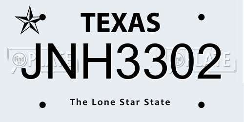 JNH3302 Texas License Plate