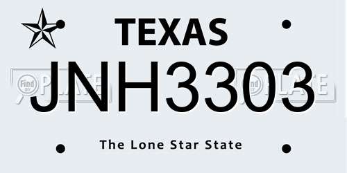 JNH3303 Texas License Plate