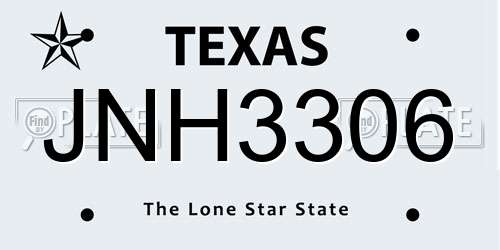 JNH3306 Texas License Plate