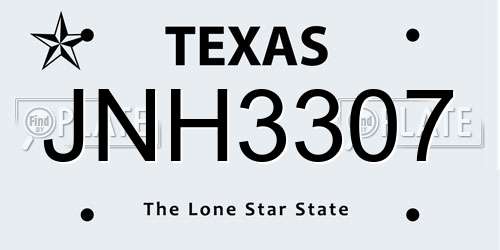 JNH3307 Texas License Plate
