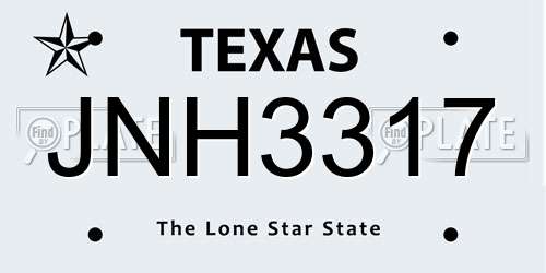 JNH3317 Texas License Plate