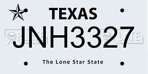 JNH3327 Texas License Plate